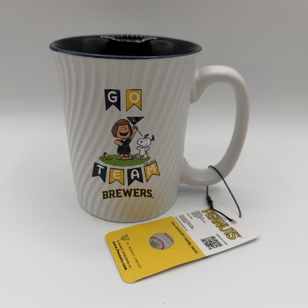 Milwaukee Brewers Peanuts 15oz Snoopy Swirl Coffee Mug Ceramic Peppermint Patty